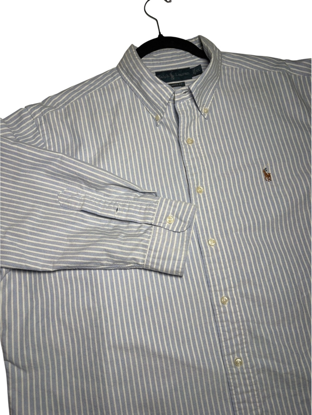 Ralph Lauren Blue White Striped Long Sleeve Button Up Shirt Men’s Extra Large